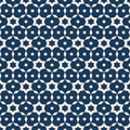 Vector geometric seamless pattern with small stars, grid. Deep blue and beige Royalty Free Stock Photo