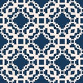 Vector geometric seamless pattern with squares, grid, net, tiles. Blue and beige Royalty Free Stock Photo