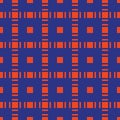 Vector geometric seamless pattern with squares, grid. Orange and blue color Royalty Free Stock Photo