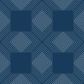 Vector geometric seamless pattern with squares, lines, grid. Dark blue color Royalty Free Stock Photo