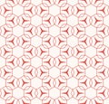 Vector geometric seamless pattern with thin lines, hexagonal grid. Red and white Royalty Free Stock Photo