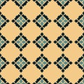 Vector geometric seamless pattern. Folk ornament. Black, green and yellow colors Royalty Free Stock Photo