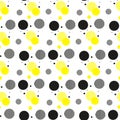 Vector geometric seamless pattern. Universal Repeating abstract circles figure in black white yellow. Modern circle