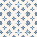 Vector geometric seamless pattern with wavy shapes, crosses. Blue and white Royalty Free Stock Photo