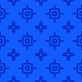 Vector geometric seamless pattern with wavy shapes, crosses. Bright blue color Royalty Free Stock Photo