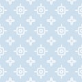 Vector geometric seamless pattern with wavy shapes, crosses. Light blue color