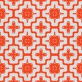 Vector geometric seamless pattern with wavy shapes, grid. Orange and gray color Royalty Free Stock Photo