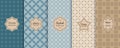 Vector geometric seamless patterns collection. Bright retro vintage backgrounds Royalty Free Stock Photo