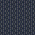 Vector geometric seamless vertical wavy pattern - goldish striped rich texture. Stylish blue background
