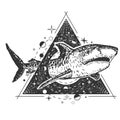 Vector geometric shark tattoo or t-shirt print design Royalty Free Stock Photo