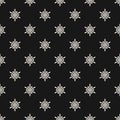 Vector geometric snowflakes seamless pattern. Simple black and white background Royalty Free Stock Photo