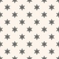 Vector geometric snowflakes seamless pattern. Simple black and white background Royalty Free Stock Photo