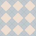 Vector geometric square grid seamless pattern. Abstract blue and beige texture Royalty Free Stock Photo