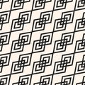 Vector geometric texture. Abstract monochrome seamless pattern with diamonds, outline shapes, diagonal grid Royalty Free Stock Photo