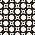 Vector geometric texture, monochrome seamless pattern with circles, squares Royalty Free Stock Photo