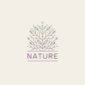 Vector geometric tree, floral, nature line logo. Organic abstract plant