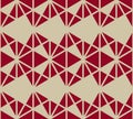 Vector geometric triangles pattern. Elegant burgundy and gold seamless texture