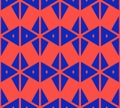Vector abstract bright red and blue geometric seamless pattern with triangles Royalty Free Stock Photo