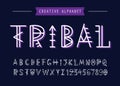 Vector Geometric Tribal font. English Ethnic Alphabet Royalty Free Stock Photo