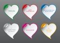 Vector Geometrical Design love Speech bubbles set with curved corner. Valentine`s Day romantic card. Speech Bubble Hear Royalty Free Stock Photo