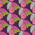 Vector gerberas bunch vibrant seamless pattern