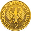Vector Germany Money gold coin with heraldic eagle Royalty Free Stock Photo