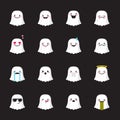 Vector ghost emoji set. Funny halloween emoticons.