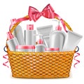 Vector Gift Basket with Cosmetics Royalty Free Stock Photo
