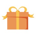 Vector gift box or holiday present package celebration illustration, giftbox icon. Fun party with gifts or shop bonus.