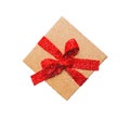 Vector gift box icon illustration with red bow, point style pictogram, present symbol isolated on white background Royalty Free Stock Photo