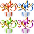 Vector gift box and New Year ribbons 2015 Royalty Free Stock Photo