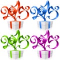 Vector gift box and New Year ribbons 2015 Royalty Free Stock Photo