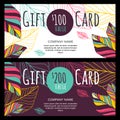 Vector gift voucher, card template with multicolor hand drawn au Royalty Free Stock Photo