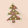 vector ginger bread christmas tree with balls