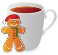 vector gingerbread cookie and a cup of tea