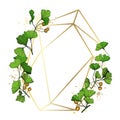 Vector Ginkgo green leaf. Engraved ink art. Frame border ornament square on white background.