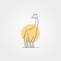 vector of giraffe line art icon logo symbol with sun vector illustration design