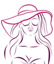 Vector girl in bikini and hat on a white Royalty Free Stock Photo