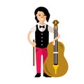 Vector The Girl with a Cello. Flat style colorful Cartoon illustration.
