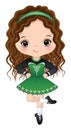 Vector Girl Dancing Irish Dance in Celtic Dress