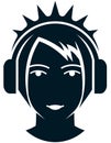 Vector girl in headphones illustration on white