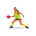 Vector Girl playing dodge ball Cartoon Illustration.