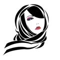 Vector girl scarf portrait beauty hair