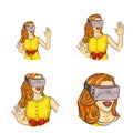 Vector girl smiling in virtual reality glasses Royalty Free Stock Photo
