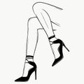 Vector girls in high heels. Fashion illustration. Female legs in shoes. Cute design. Trendy picture in vogue style