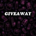 Vector giveaway card with hand drawn gift boxes
