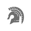 Vector gladiator warrior helmet, spartan grey icon.