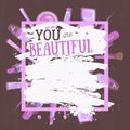Vector glamorous make up frame You are beautiful with concealer, nail polish and lipstick.Creative design for card, web