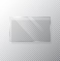 Vector glass banner Isolated on transparent background. Glass rectangle with glares and light. Royalty Free Stock Photo