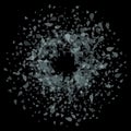 Vector glass explosion concept isolated on black background. Many blue sharp pieces randomly flying in the air Royalty Free Stock Photo